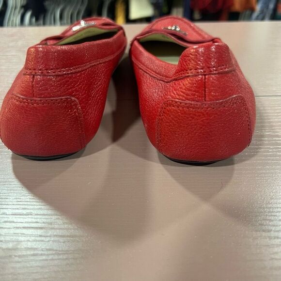 Michael Kors Hamilton Red Leather Moccasins Loafers - Picture 3 of 5